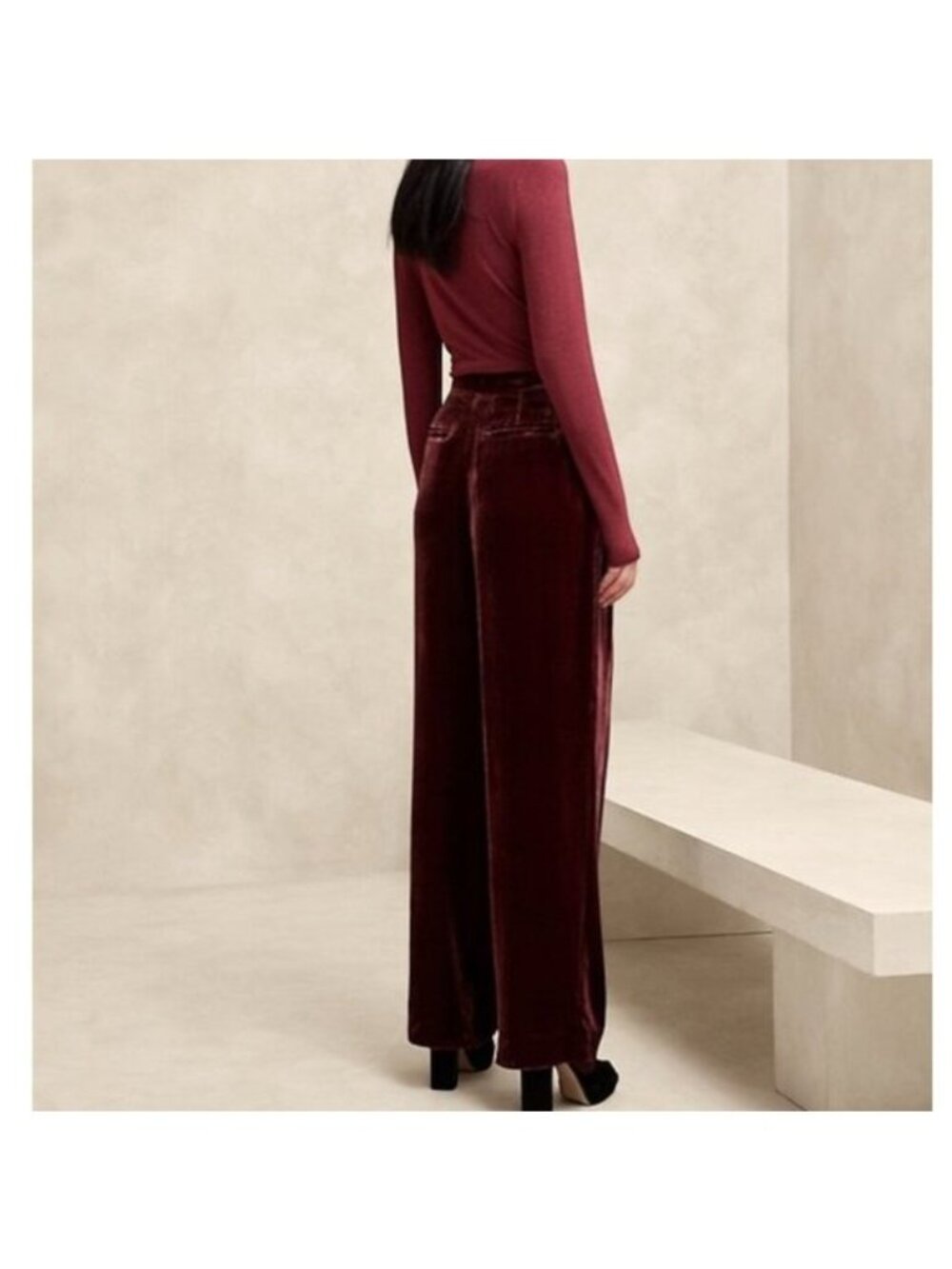 Banana Republic Veluro Relaxed High Waist Ultra Wide Velvet Pants Size 2 Short - Picture 14 of 16